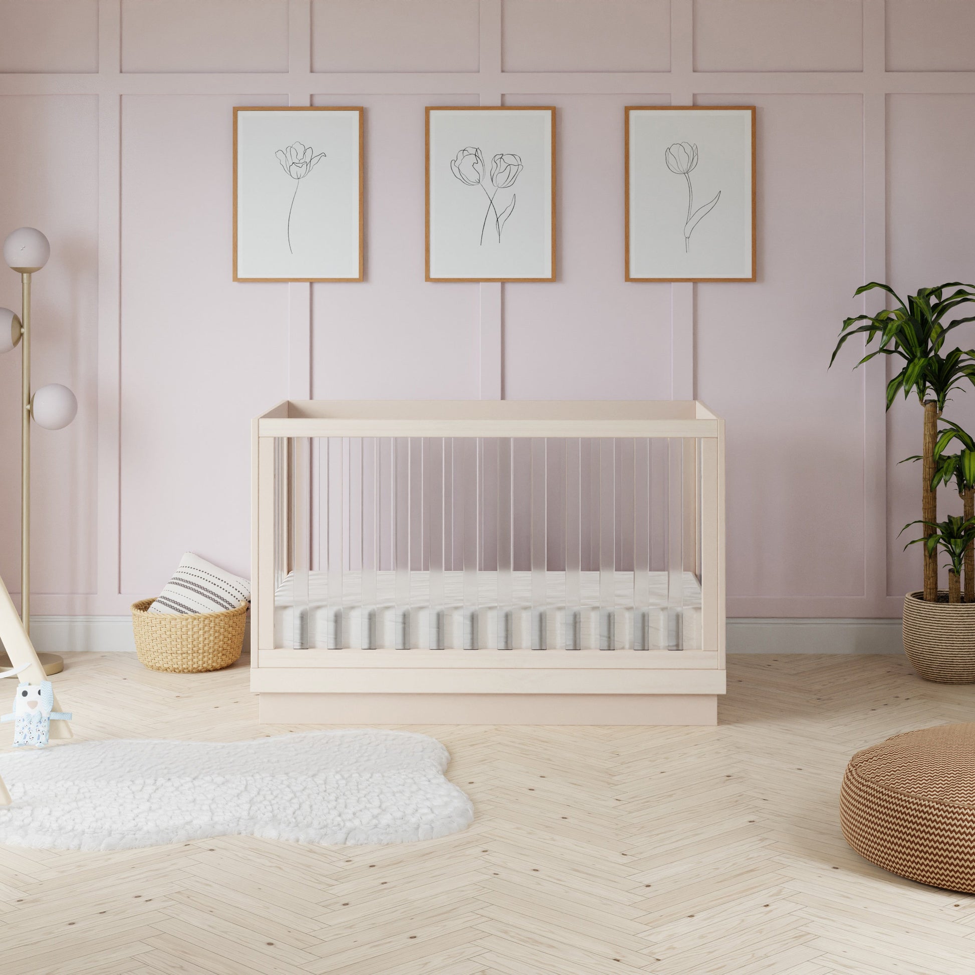 M8601KNX,Harlow 3-in-1 Convertible Crib w/Toddler Bed Conversion Kit in Washed Natural/