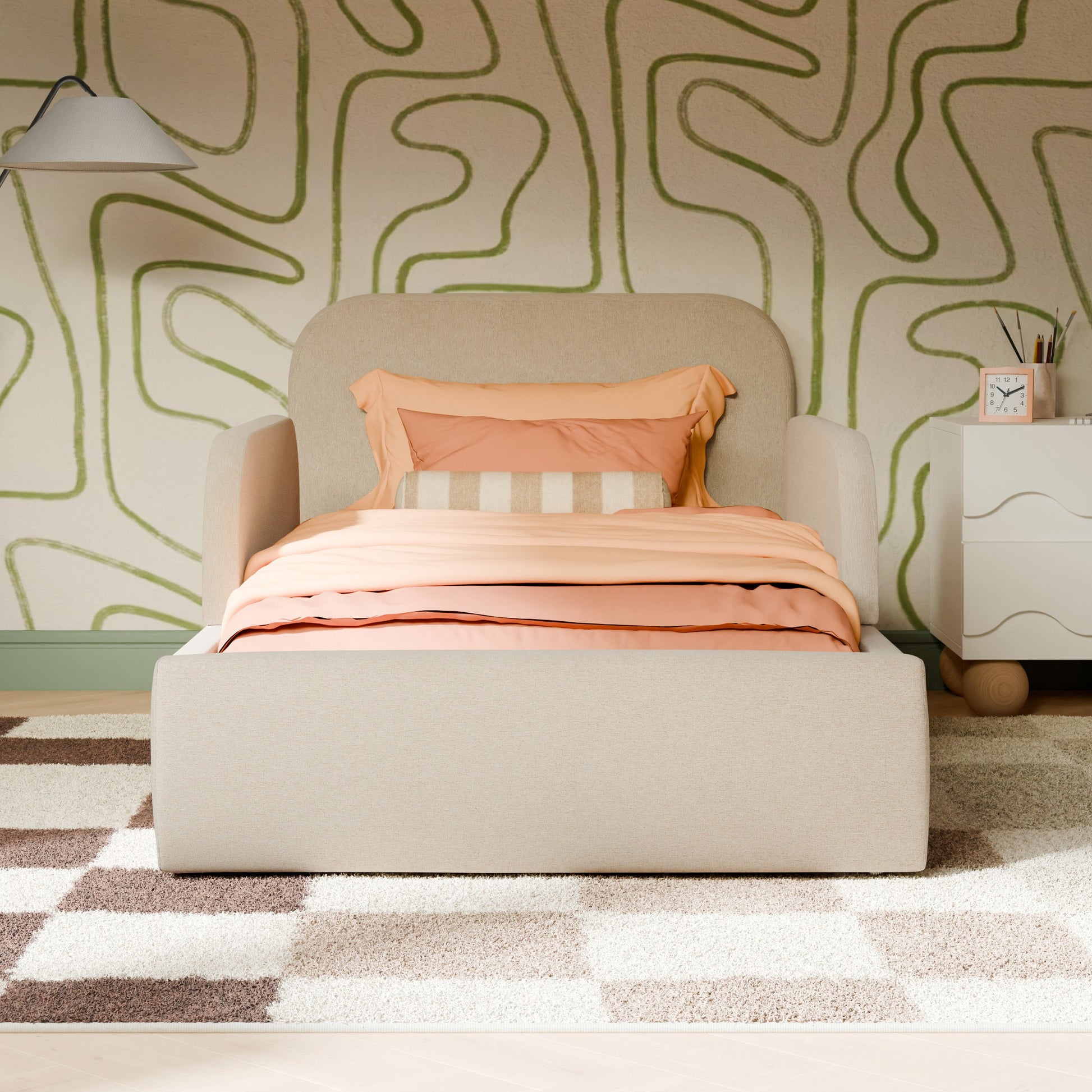 M32099PBEW,Upholstered Twin/Full Bed Guardrails in Performance Beach Eco-Weave