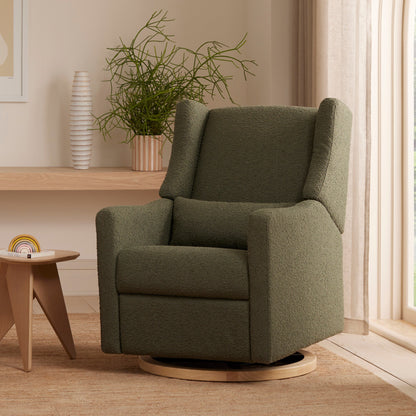 M11288OBLB,Kiwi Glider Recliner w/ Electronic Control and USB in Olive Boucle w/Light Wood Base