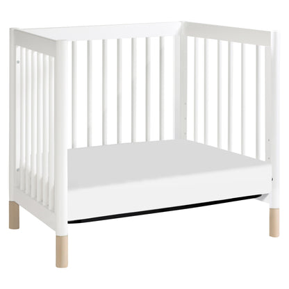 M12998WNX,Gelato 4-in-1 Convertible Mini Crib and Twin bed in White Finish w/Washed Natural Feet
