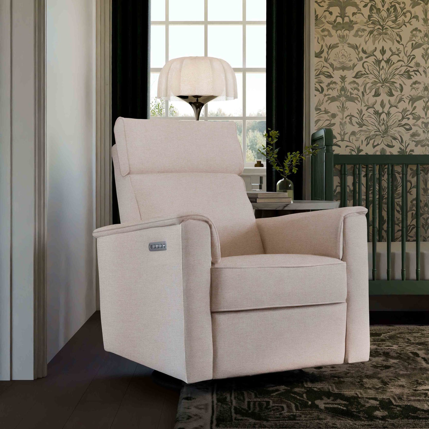 M17182PBEW,Willa Pro Power Glider Recliner w/ Power Lumbar in Performance Beach Eco-Weave