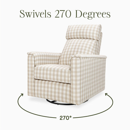 M17182TGH,Willa Pro Power Glider Recliner w/ Power Lumbar in Tan Gingham