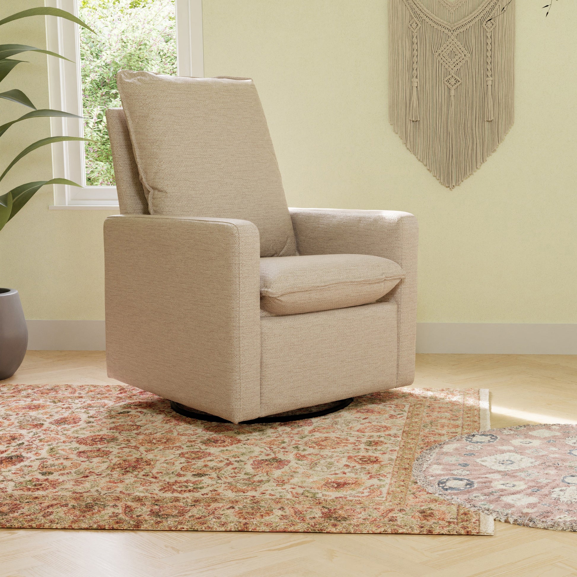 M20987PBEW,Cali Pillowback Swivel Glider in Performance Beach Eco-Weave