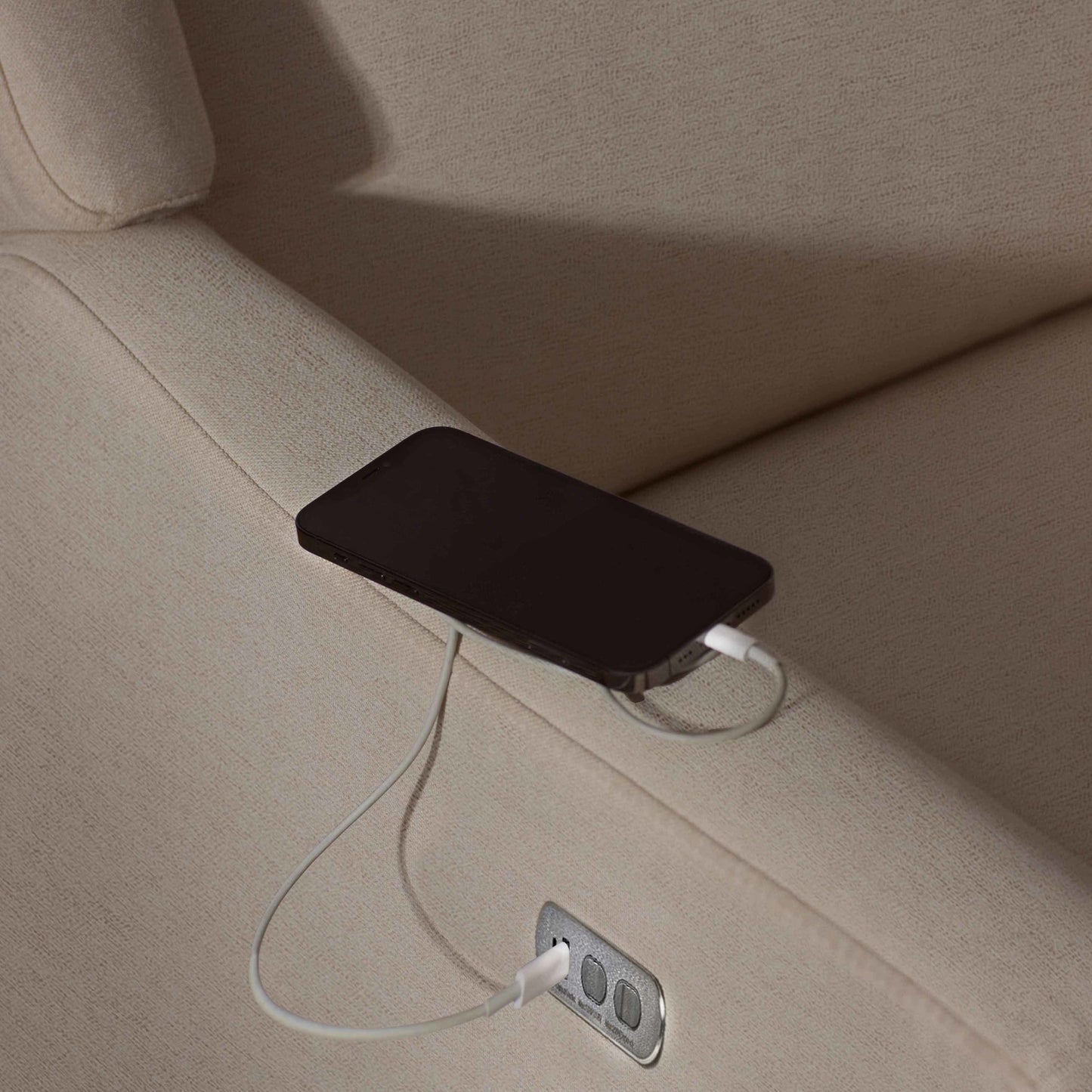 M11286PBEW,Kiwi Plus Power Glider Recliner w/ Power Headrest in Performance Beach Eco-Weave