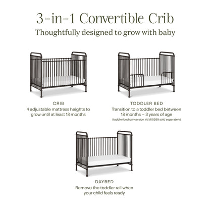 B15501UR,Abigail 3-in-1 Convertible Crib in Vintage Iron
