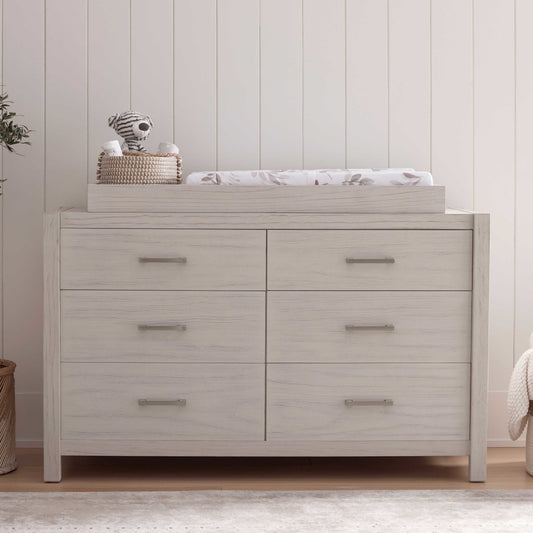 B26416WDF,Hemsted 6-Drawer Assembled Dresser in White Driftwood