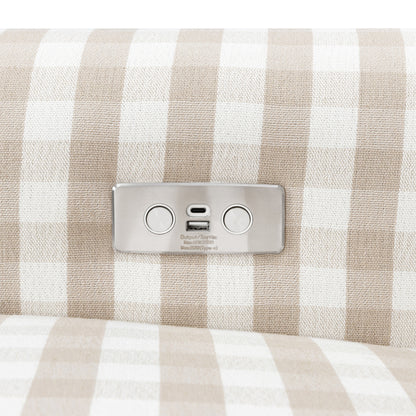 B17787TGH,Monroe Pillowback Power Recliner in Tan Gingham