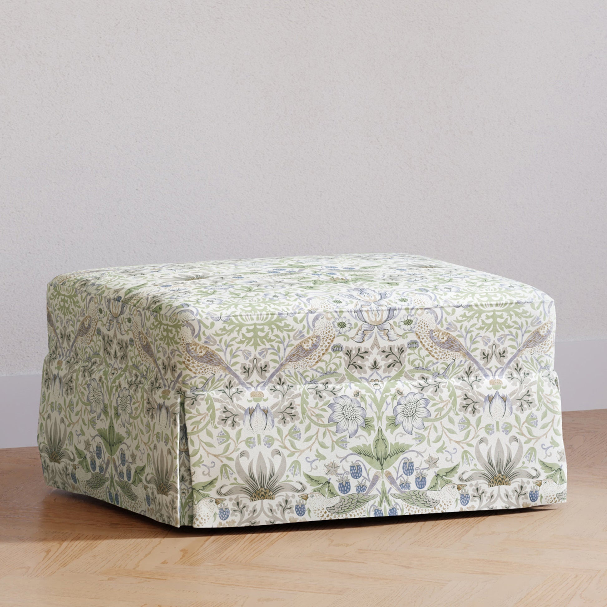 M21785TTFT,Crawford Gliding Ottoman in Strawberry Thief in Fig & Thyme
