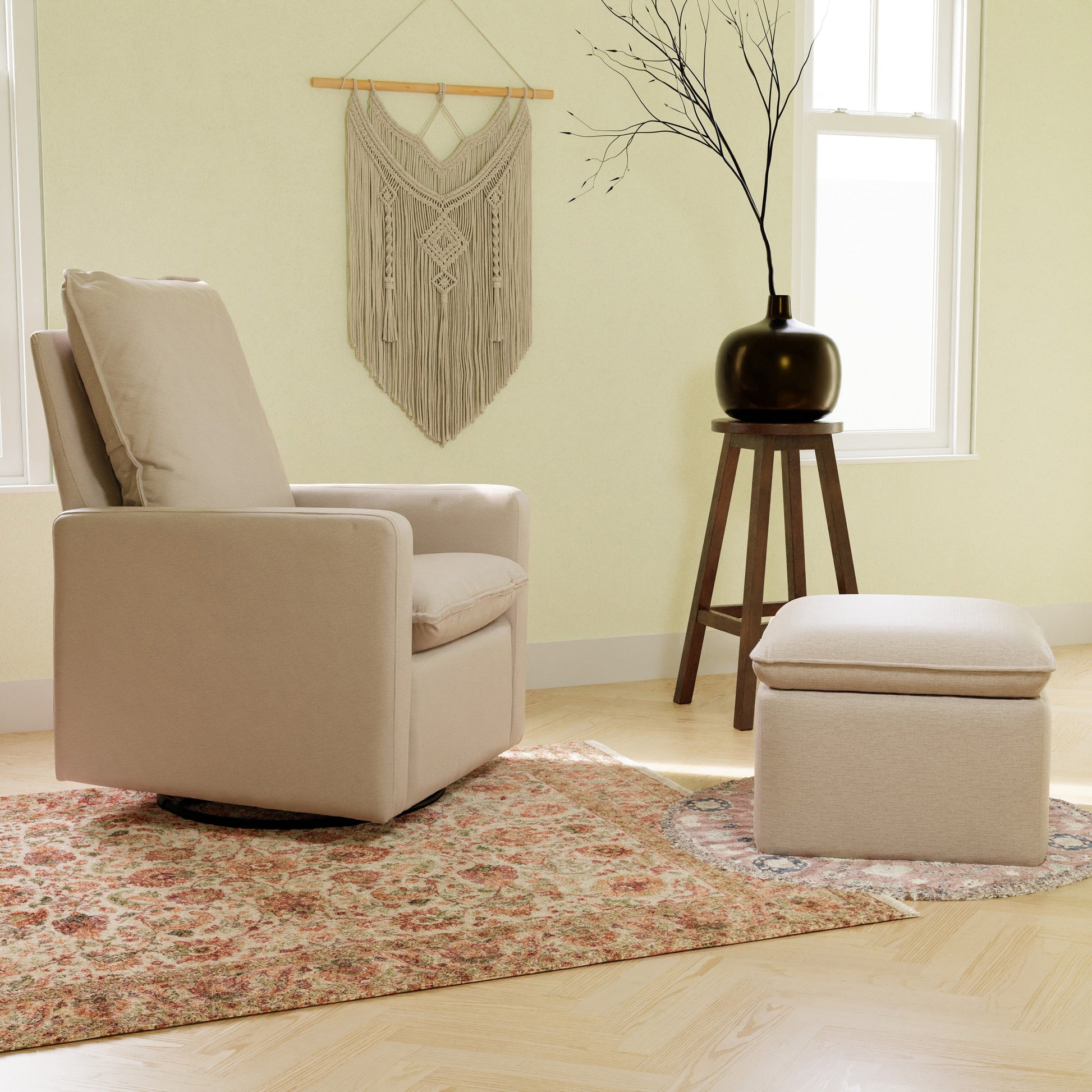 M20987PBEW,Cali Pillowback Swivel Glider in Performance Beach Eco-Weave
