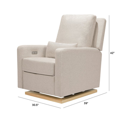 M23085PBEWLB,Sigi Glider Recliner w/ Electronic Control and USB in Performance Beach Eco-Weave w/Light Wood Base
