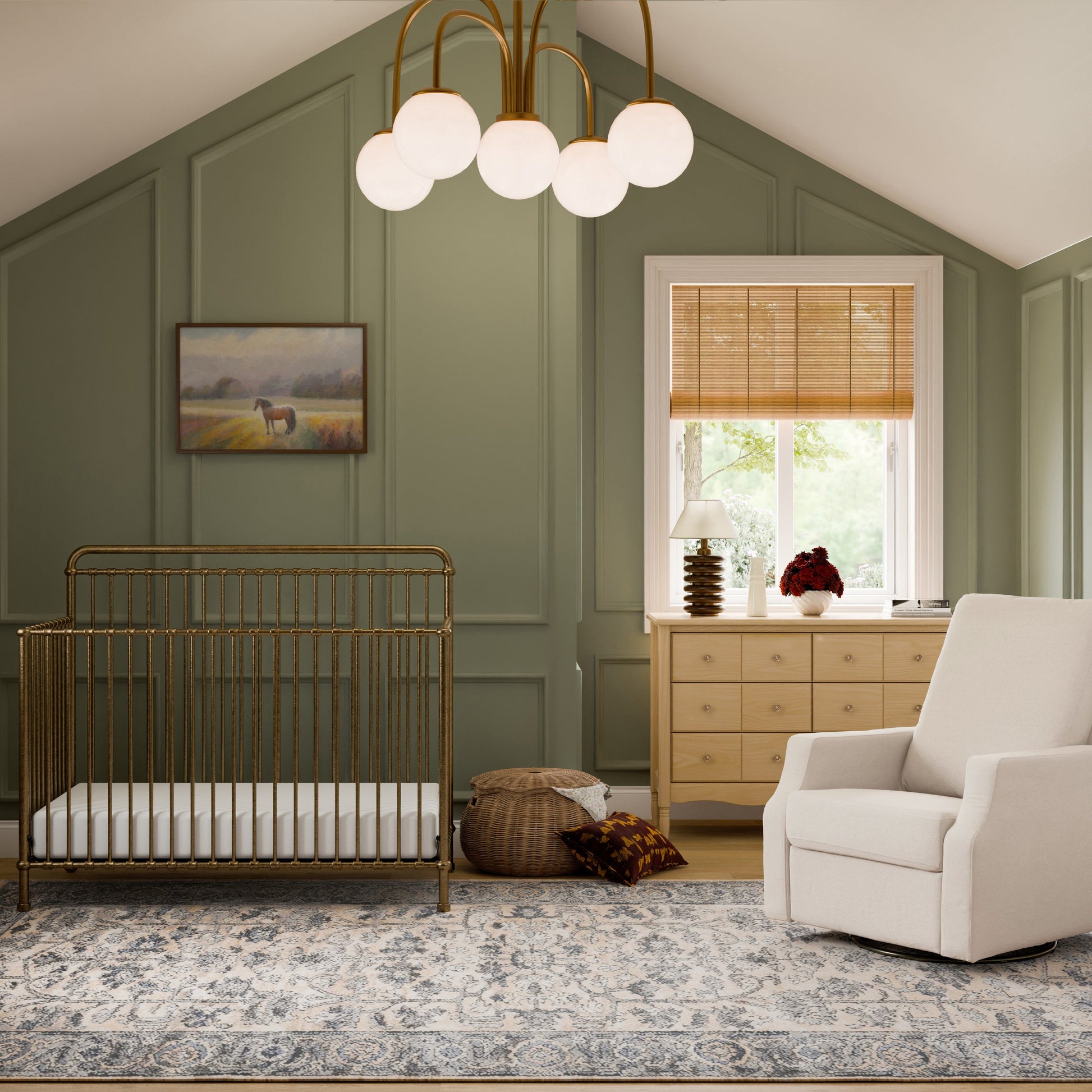 M15301VG,Winston 4-in-1 Convertible Crib in Vintage Gold