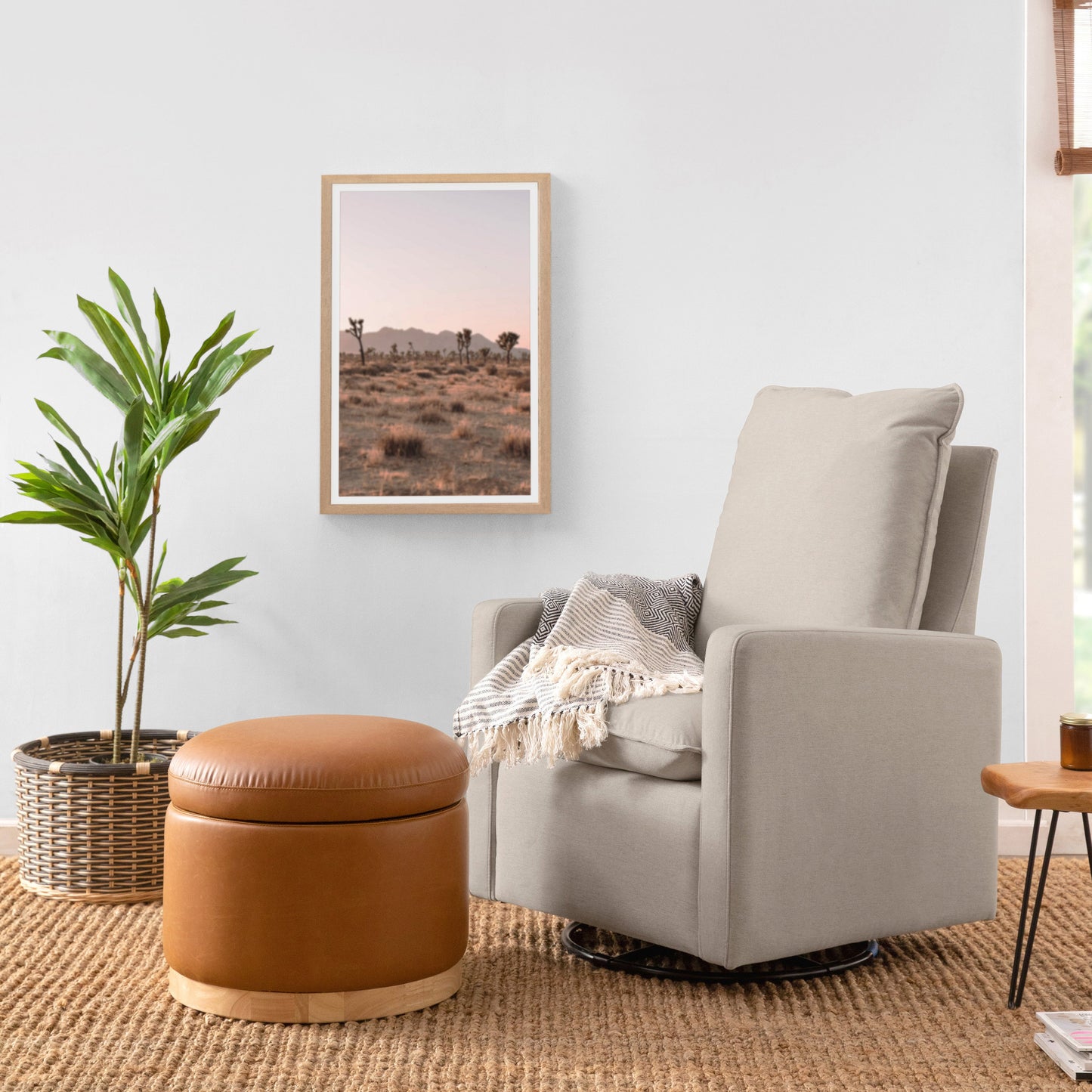 M20987PBEW,Cali Pillowback Swivel Glider in Performance Beach Eco-Weave