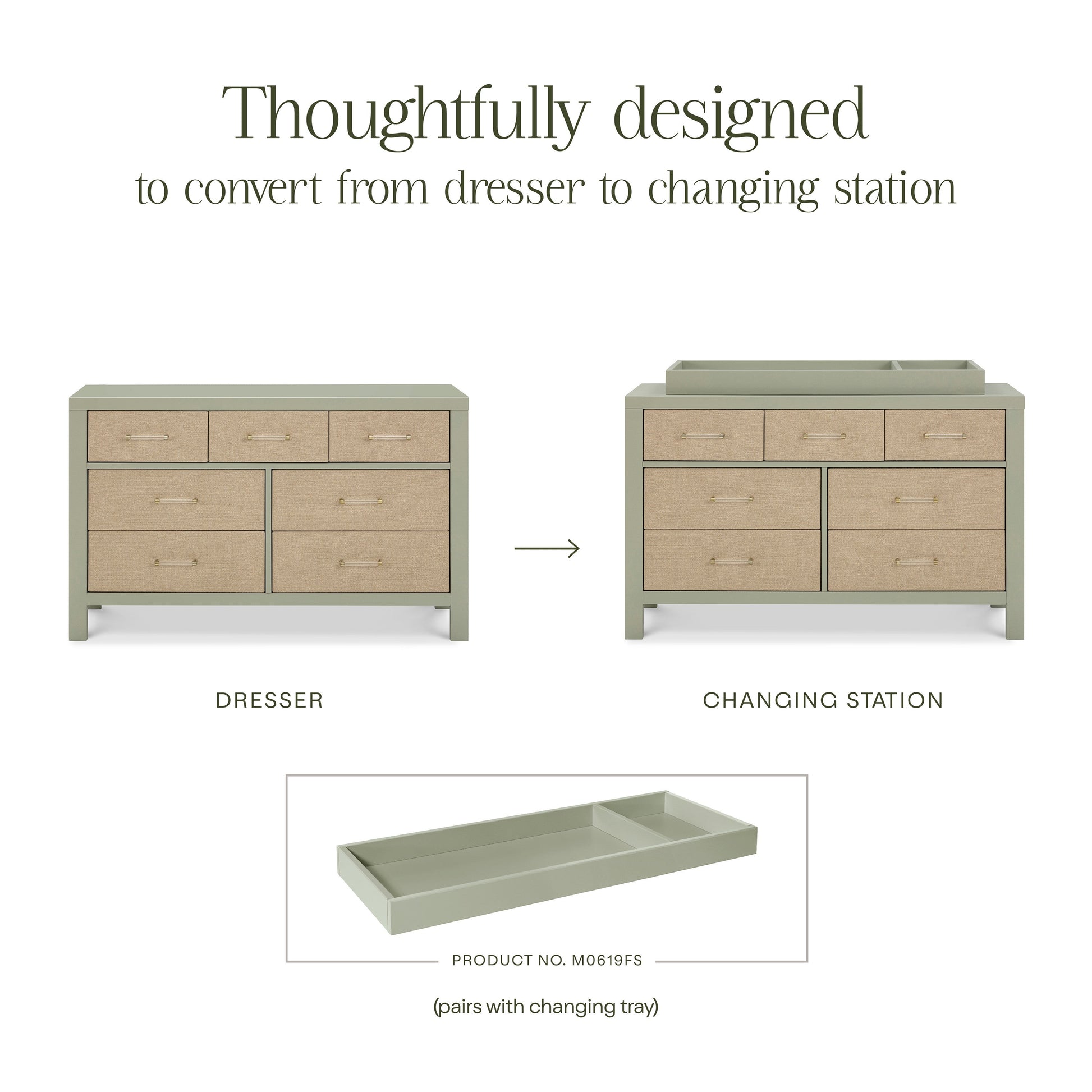 M24816FSPSEW,Eloise 7-Drawer Assembled Dresser in French Sage and Performance Sand Eco-Weave