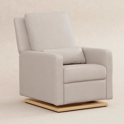 M23085PBEWLB,Sigi Glider Recliner w/ Electronic Control and USB in Performance Beach Eco-Weave w/Light Wood Base