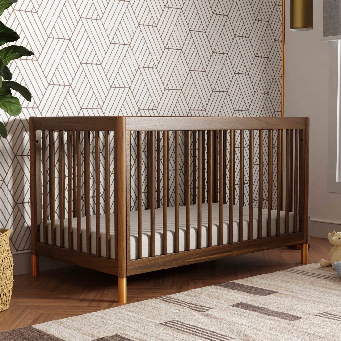 M12901NLGLD,Gelato 4-in-1 Convertible Crib w/Toddler Conversion Kit in Natural Walnut Gold Ft