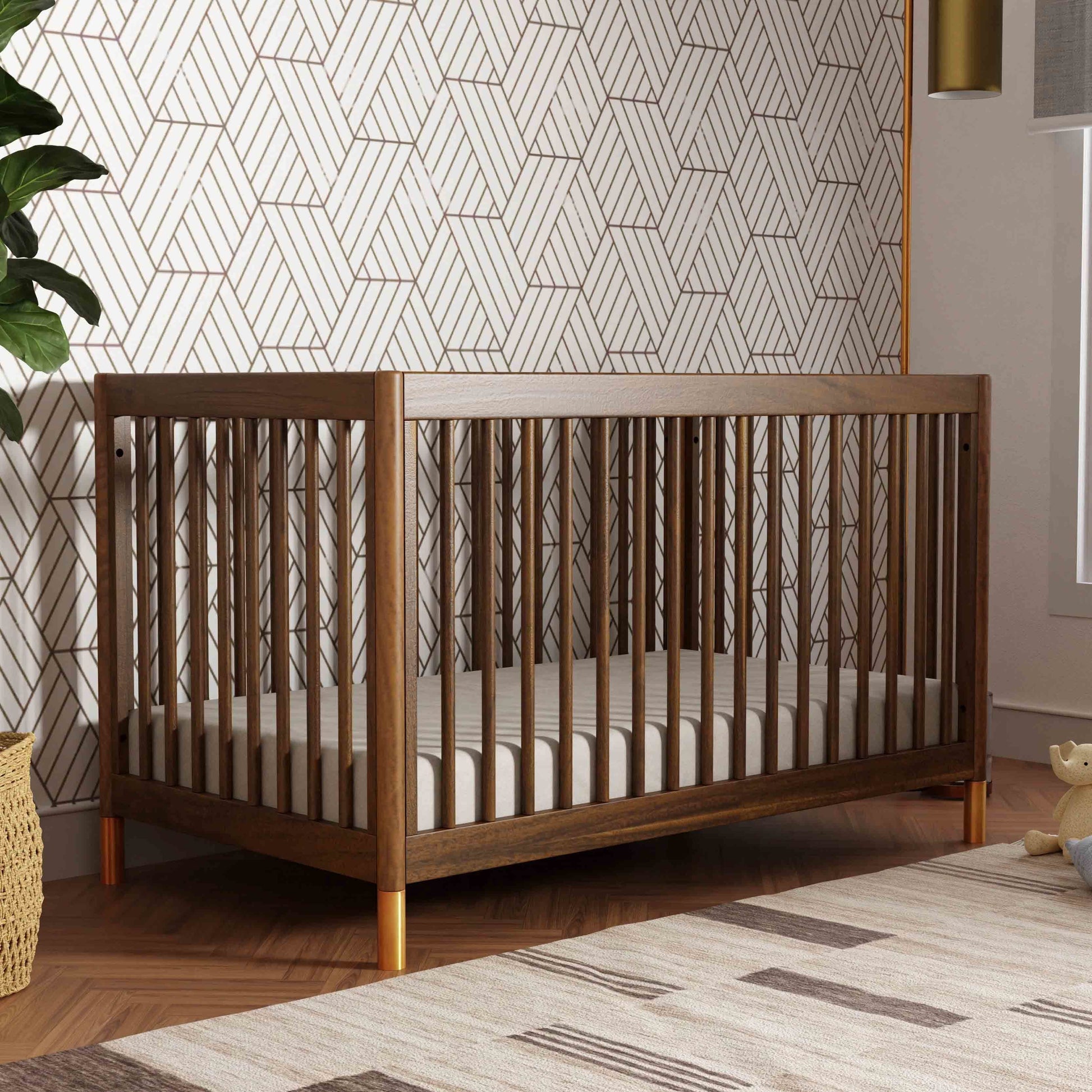 M12901NLGLD,Gelato 4-in-1 Convertible Crib w/Toddler Conversion Kit in Natural Walnut Gold Ft