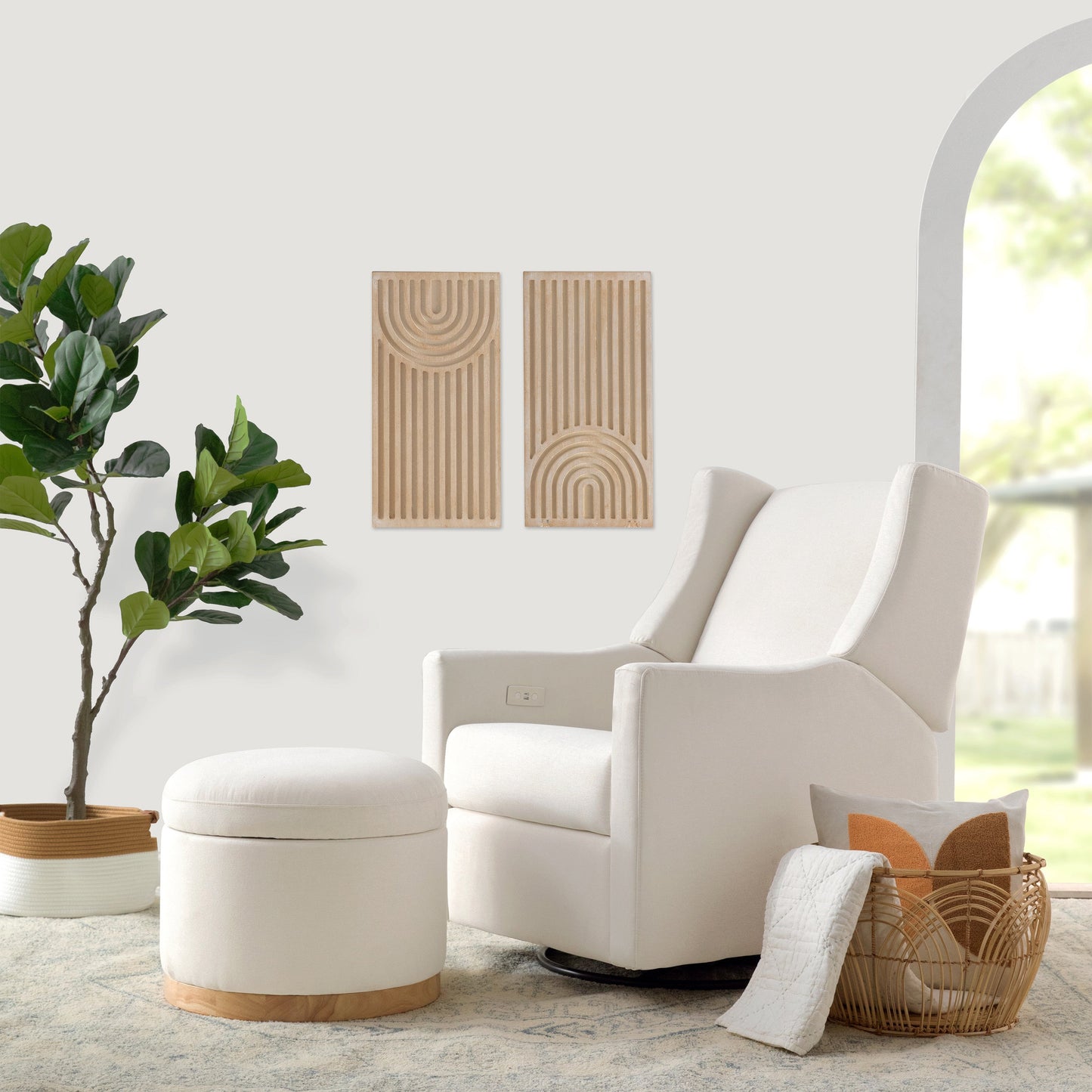M11288PCMEW,Kiwi Glider Recliner w/ Electronic Control and USB in Performance Cream Eco-Weave