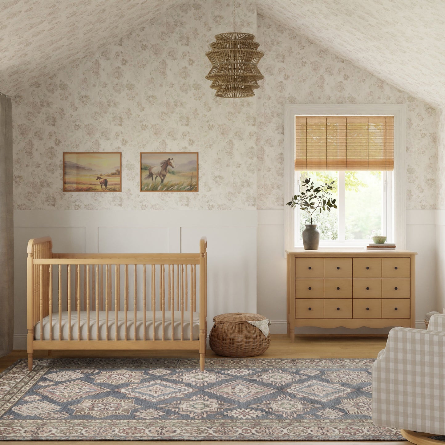 M7101HY,Liberty 3-in-1 Convertible Spindle Crib w/Toddler Bed Conversion Kit in Honey
