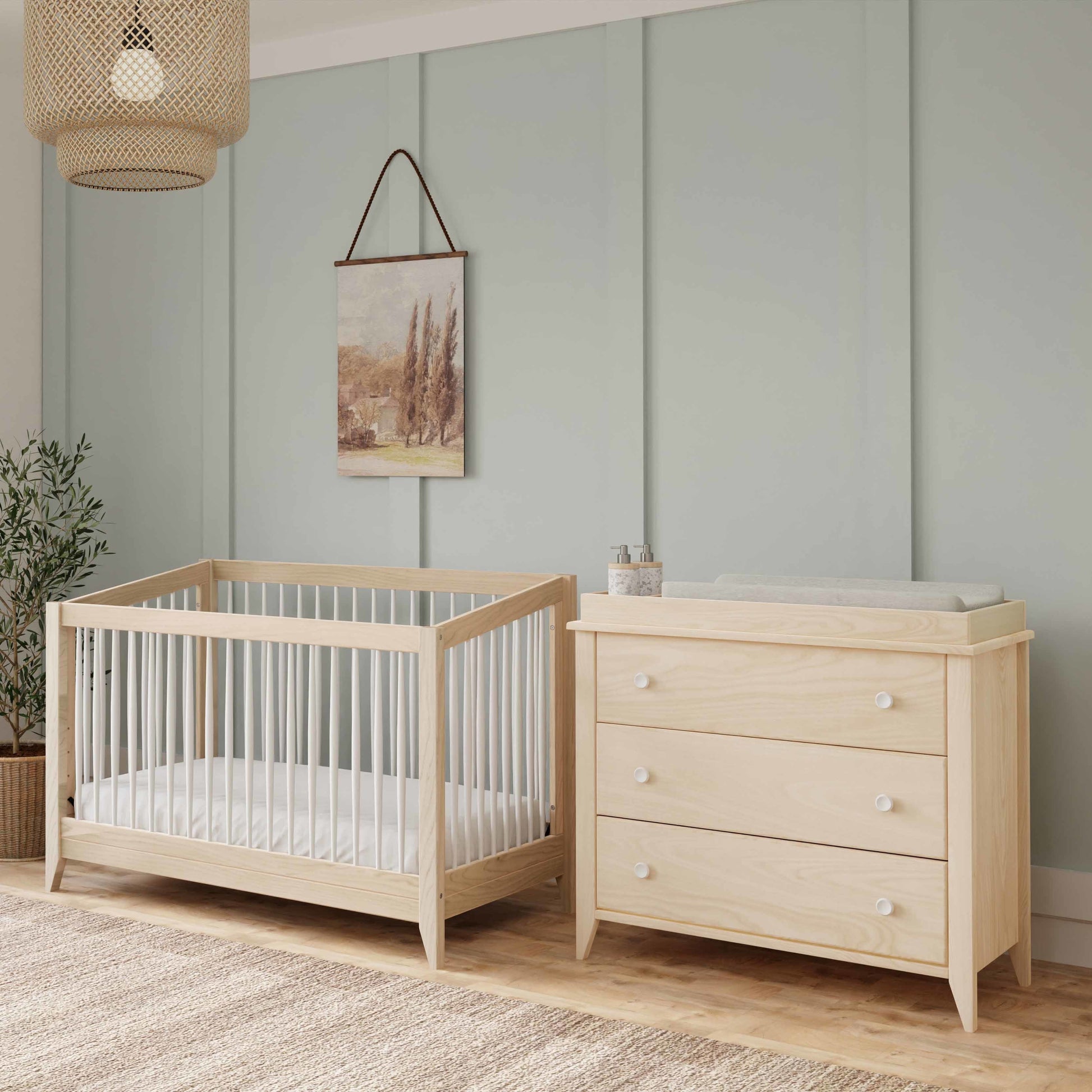M10301NXW,Sprout 4-in-1 Convertible Crib w/Toddler Bed Conversion Kit in W Natural/White