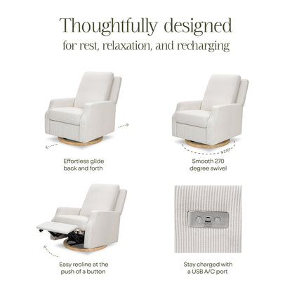 M22286FCSLB,Crewe Electronic Swivel Glider Recliner in Fog Chatham Stripe Performance Eco-Weave w/LB