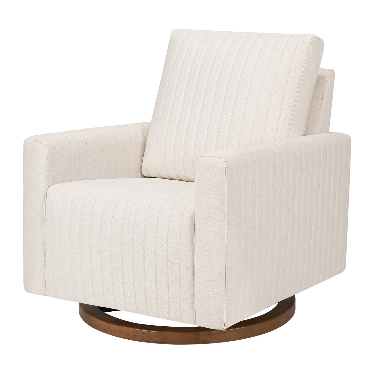 M26687PCMEWDB,Poe Channeled Swivel Glider in Performance Cream Eco-Weave w/ Dark Wood Base