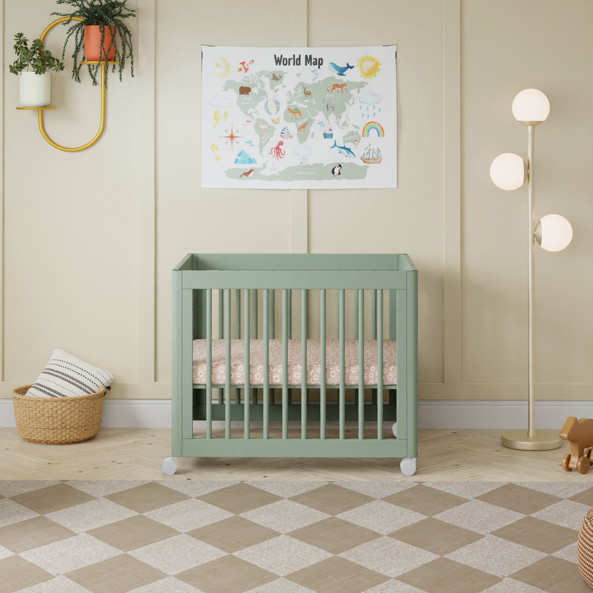 M23401LS,Yuzu 8-in-1 Convertible Crib w/All-Stages Conversion Kits in Light Sage