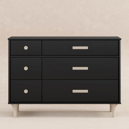 M9016BNX,Lolly 6-Drawer Double Dresser  Assembled in Black/Washed natural