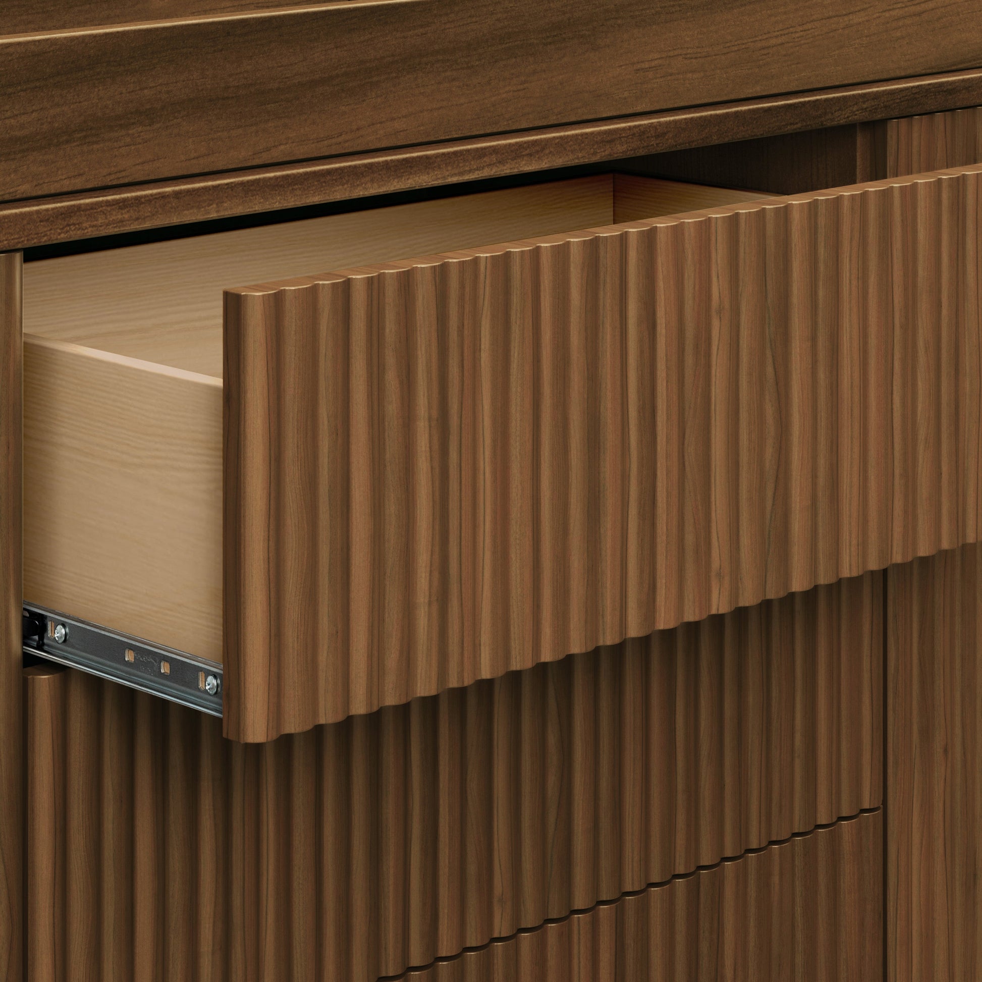 M29816NL,Pogo Tambour Assembled Dresser in Natural Walnut