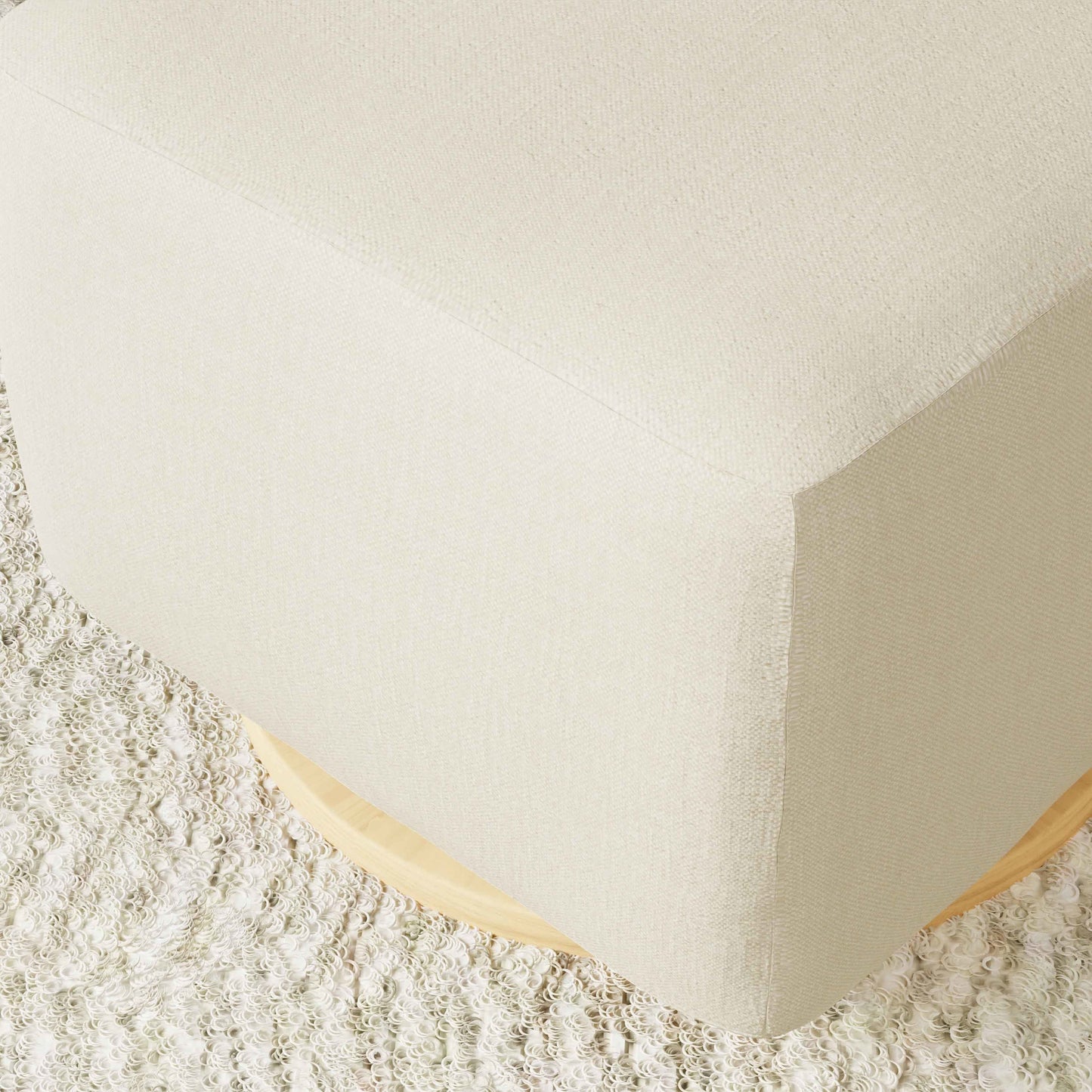 M26385PCMEWLB,Kiwi Gliding Ottoman in Performance Cream Eco-Weave w/ Light Wood Base