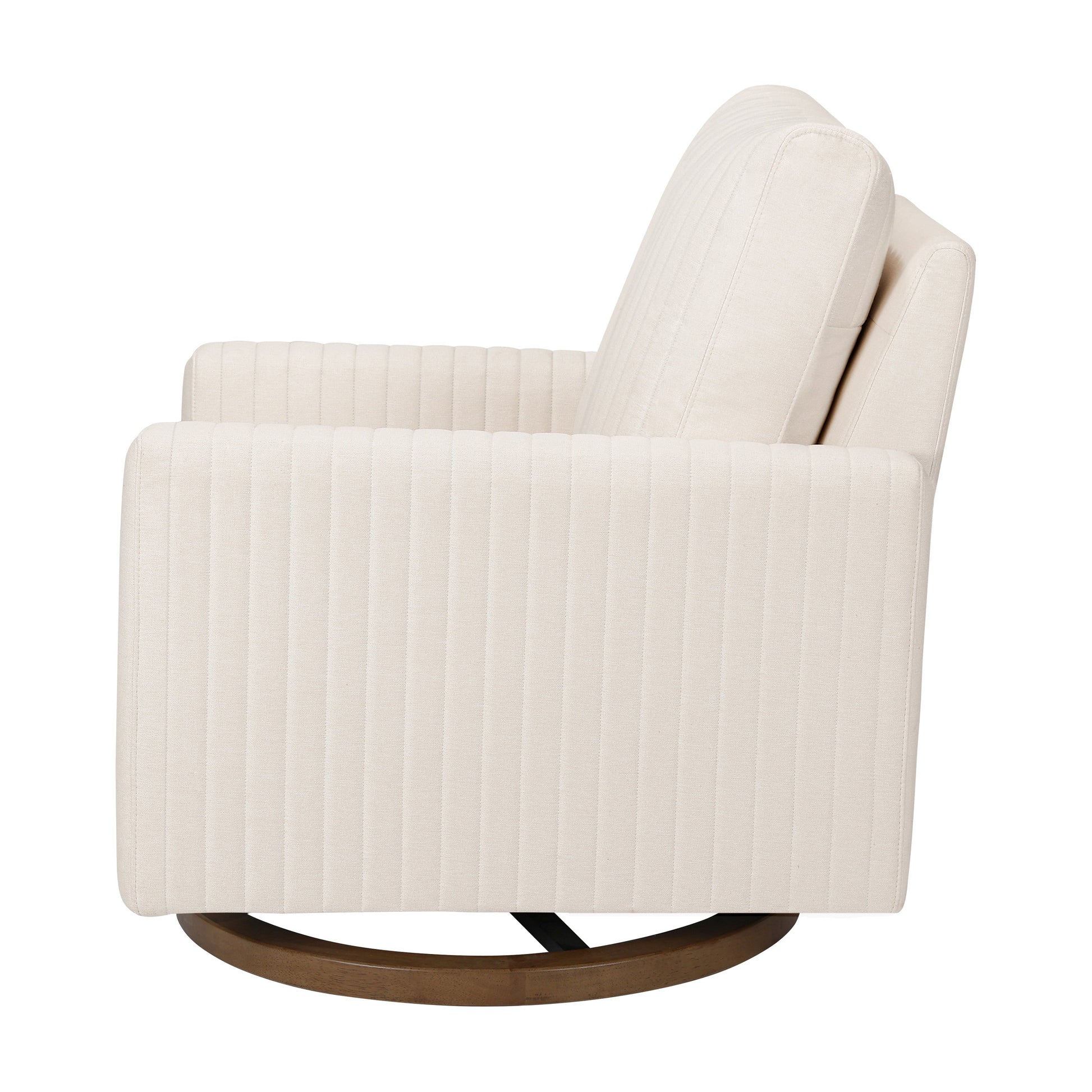 M26687PCMEWDB,Poe Channeled Swivel Glider in Performance Cream Eco-Weave w/ Dark Wood Base
