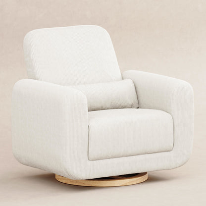 M10287YCLB,Tuba Glider in Ivory Corduroy with Light Wood Base