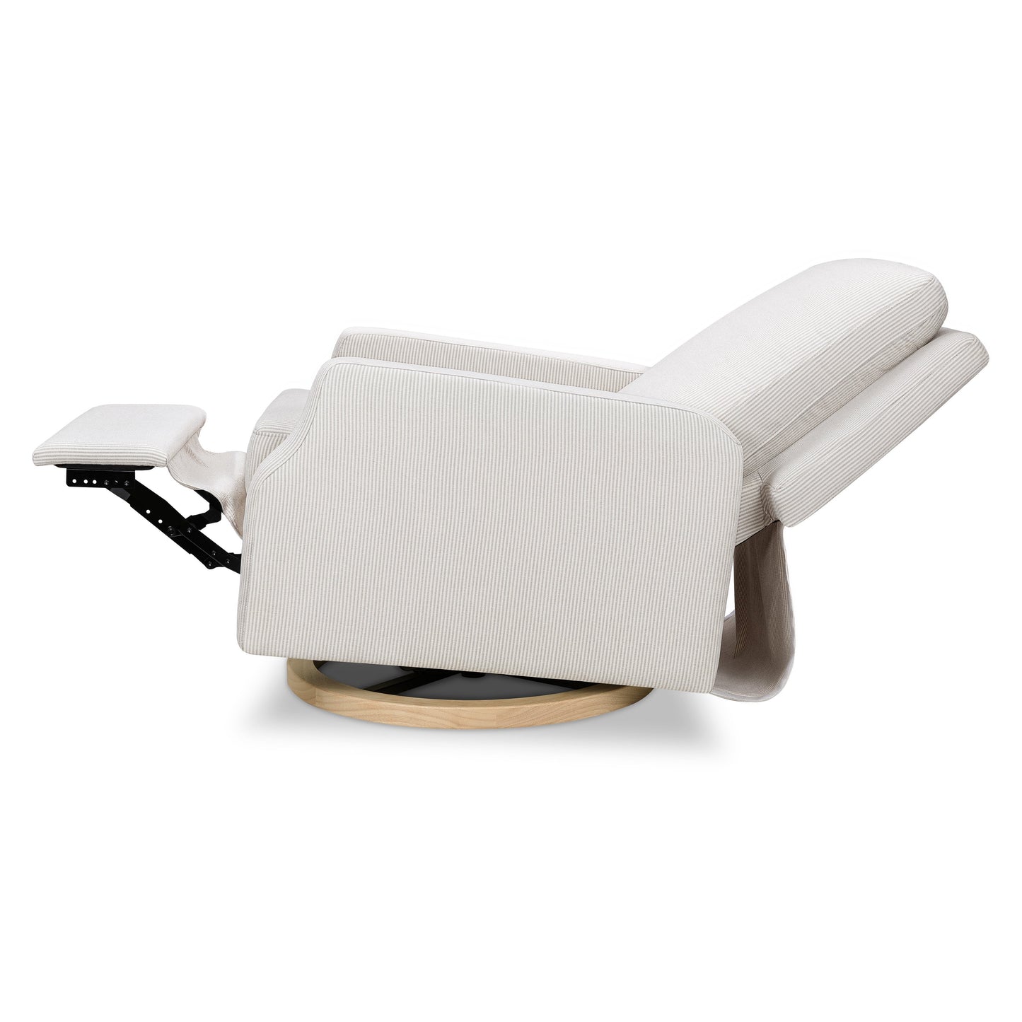M22287FCSLB,Crewe Recliner and Swivel Glider in Fog Chatham Stripe Performance Eco-Weave w/LB