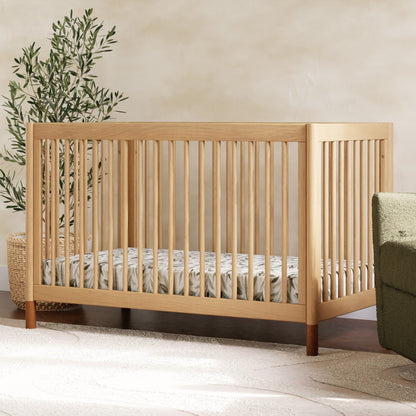 M12901HYVTL,Gelato 4-in-1 Convertible Crib w/Toddler Bed Kit in Honey/Vegan Tan Leather Feet