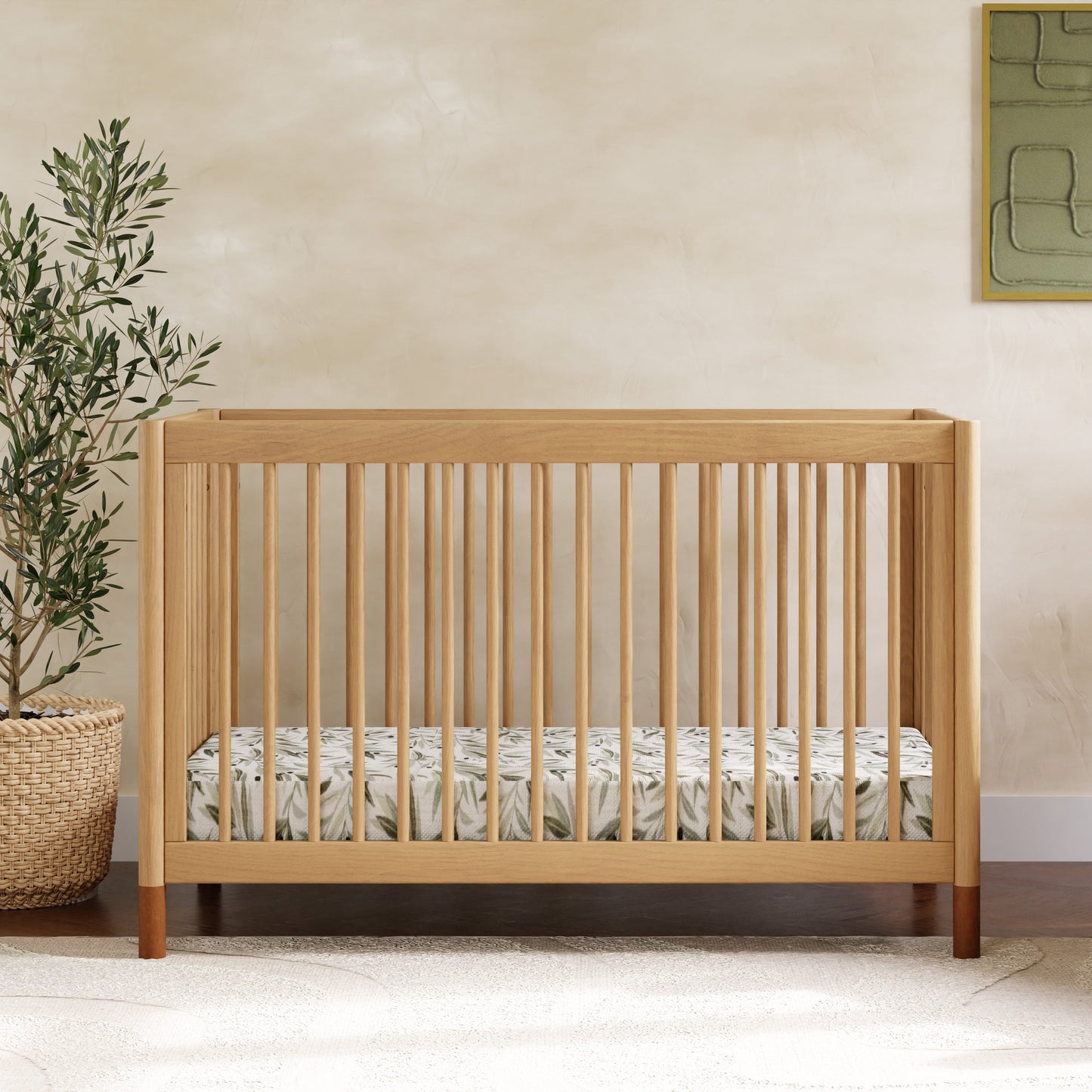 M12901HYVTL,Gelato 4-in-1 Convertible Crib w/Toddler Bed Kit in Honey/Vegan Tan Leather Feet
