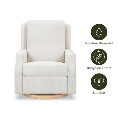 M22286FCSLB,Crewe Electronic Swivel Glider Recliner in Fog Chatham Stripe Performance Eco-Weave w/LB