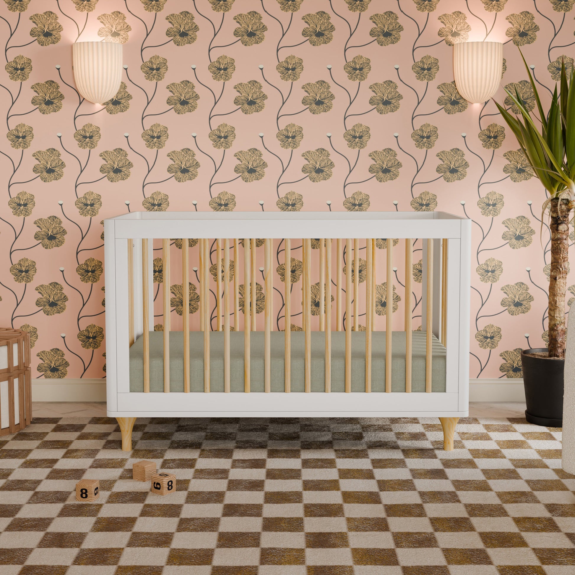M9001WN,Lolly 3-in-1 Convertible Crib w/Toddler Bed Conversion Kit in White/Natural