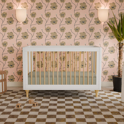 M9001WN,Lolly 3-in-1 Convertible Crib w/Toddler Bed Conversion Kit in White/Natural