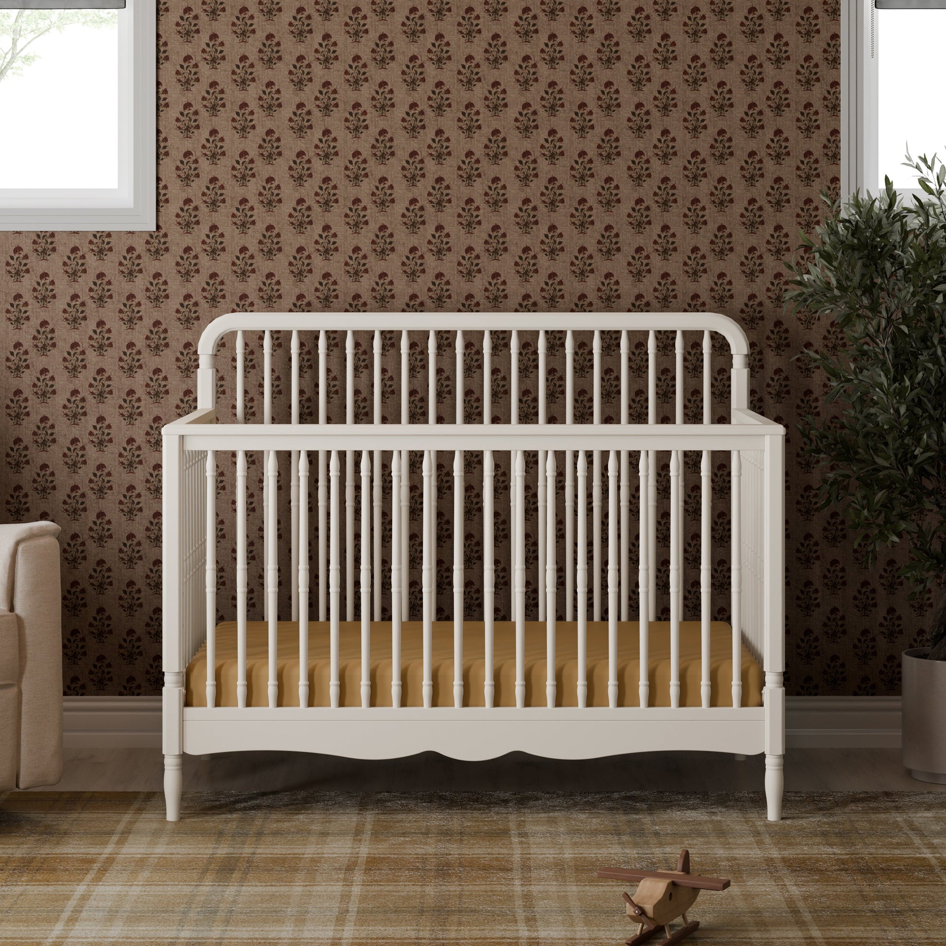 M7141RW,Liberty 4-in-1 Convertible Spindle Crib in Warm White
