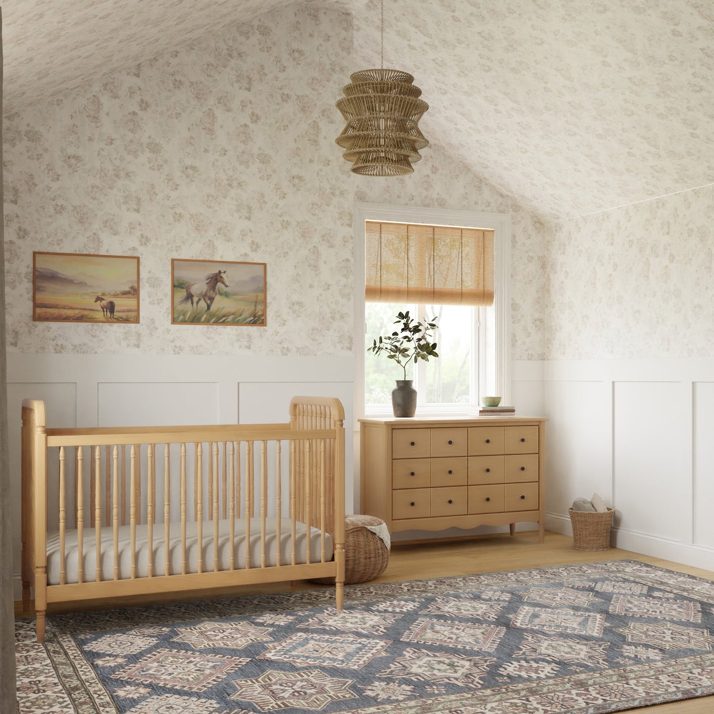M7101HY,Liberty 3-in-1 Convertible Spindle Crib w/Toddler Bed Conversion Kit in Honey