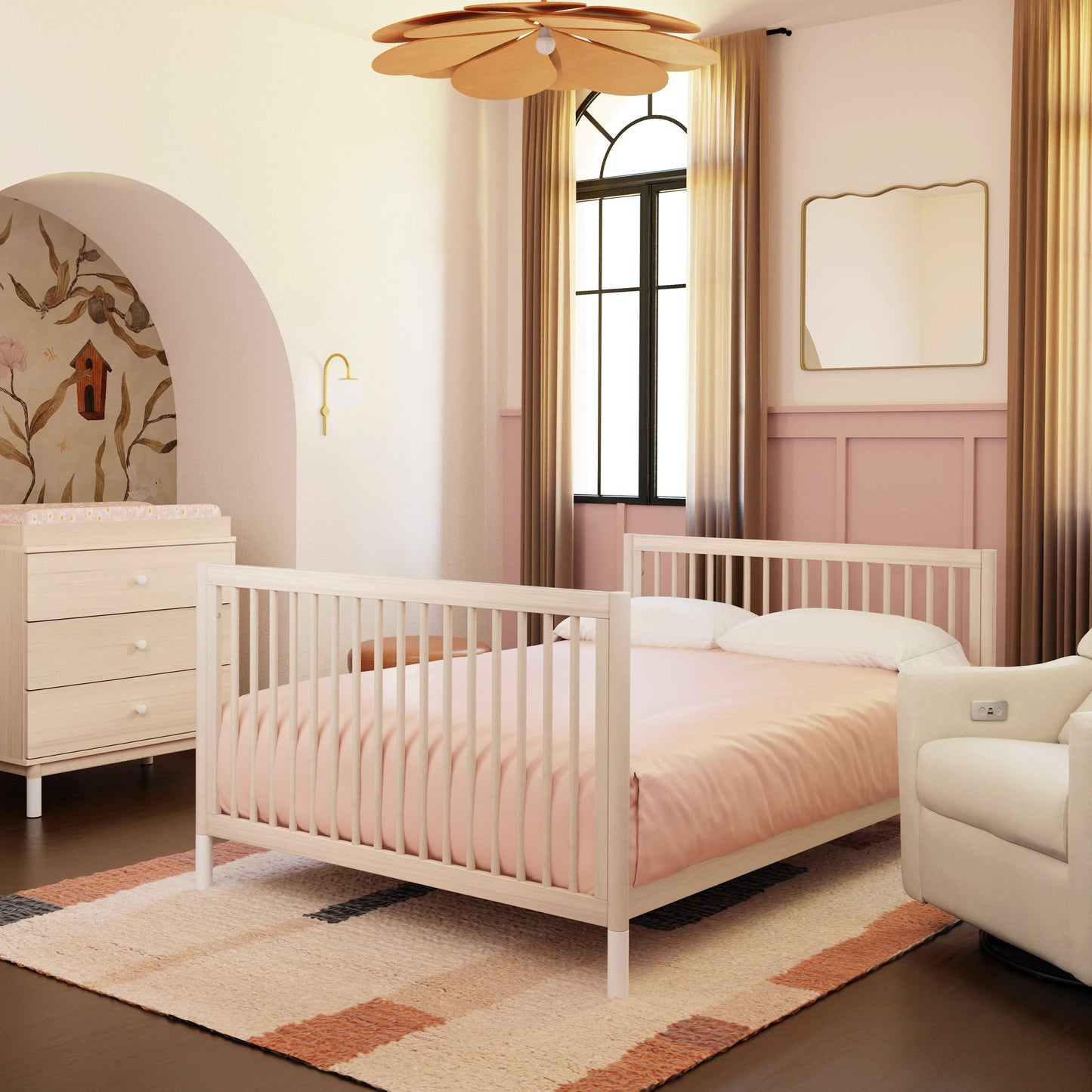 M12901NXW,Gelato 4-in-1 Convertible Crib w/Toddler Conversion Kit in Washed Natural  W Feet