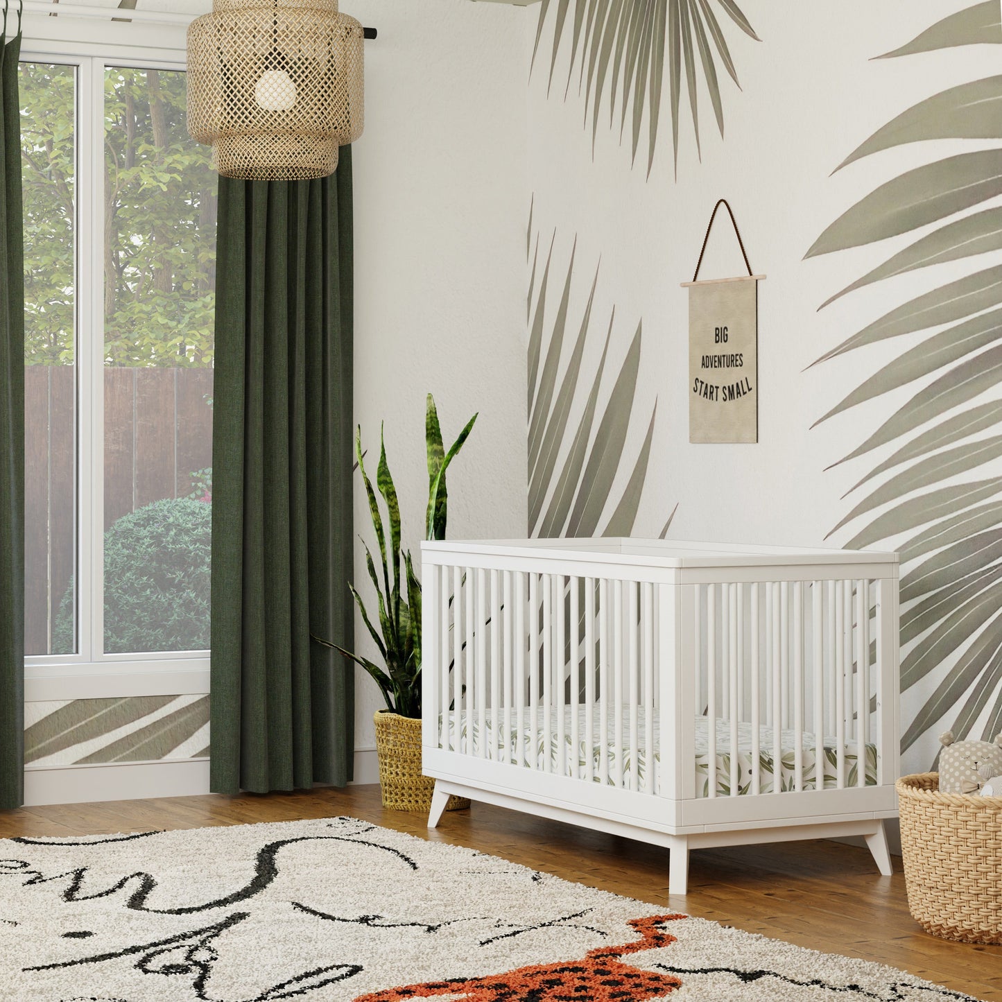 M5801W,Scoot 3-in-1 Convertible Crib w/Toddler Bed Conversion Kit in White