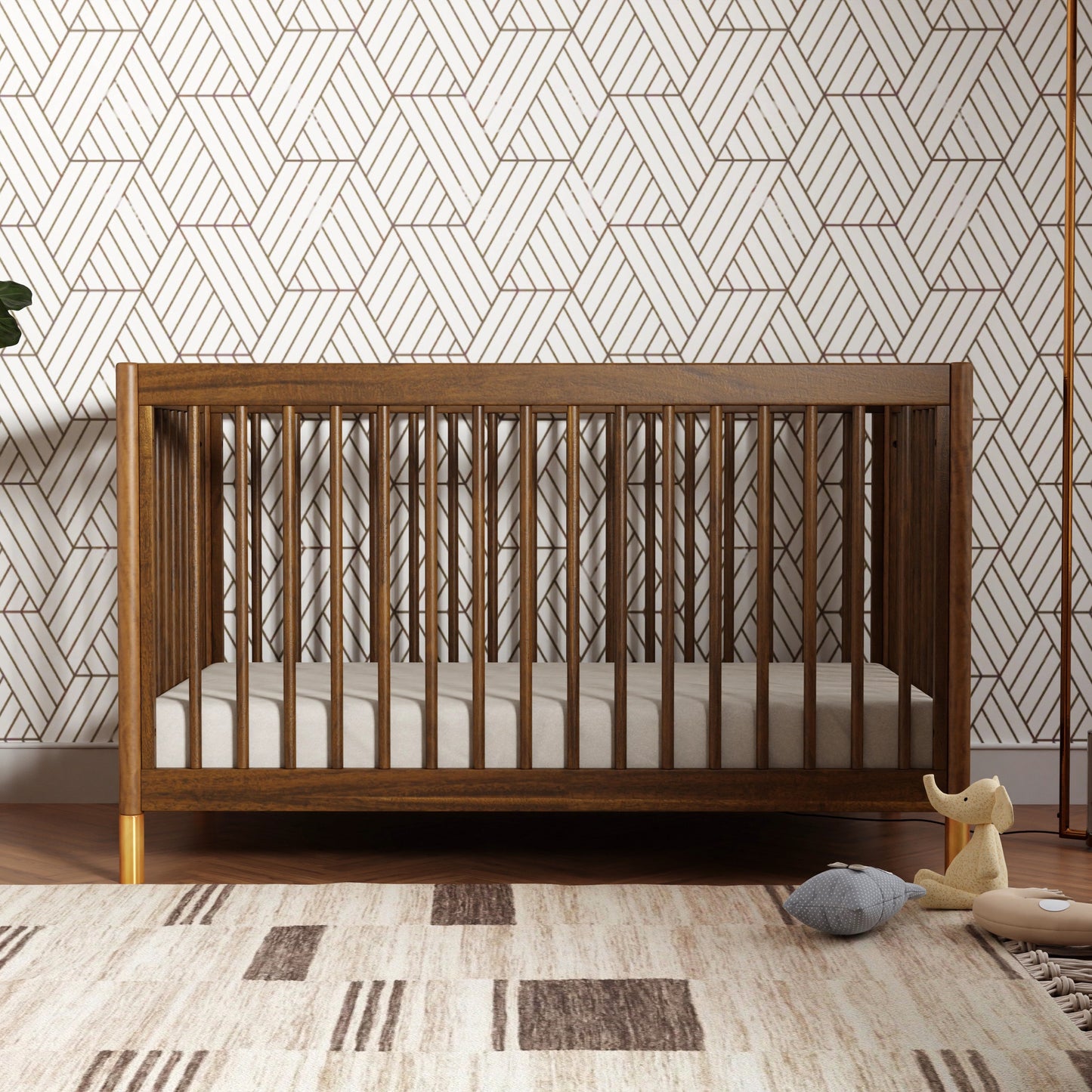 M12901NLGLD,Gelato 4-in-1 Convertible Crib w/Toddler Conversion Kit in Natural Walnut Gold Ft