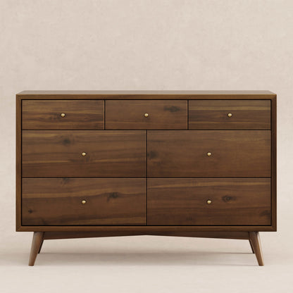 M15916NL,Palma 7-Drawer Double Dresser  Assembled in Natural Walnut