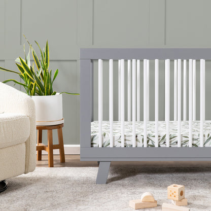 M4201GW,Hudson 3-in-1 Convertible Crib w/Toddler Bed Conversion Kit in Grey/White