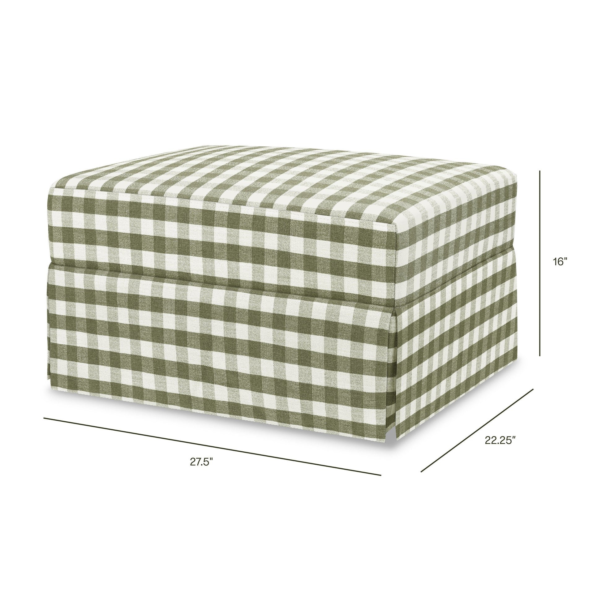 M21785GGH,Crawford Gliding Ottoman in Moss Green Gingham