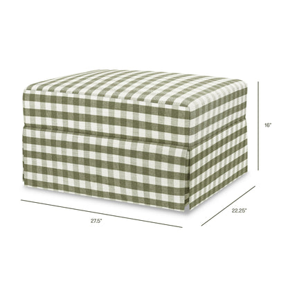M21785GGH,Crawford Gliding Ottoman in Moss Green Gingham