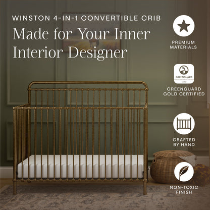 M15301VG,Winston 4-in-1 Convertible Crib in Vintage Gold
