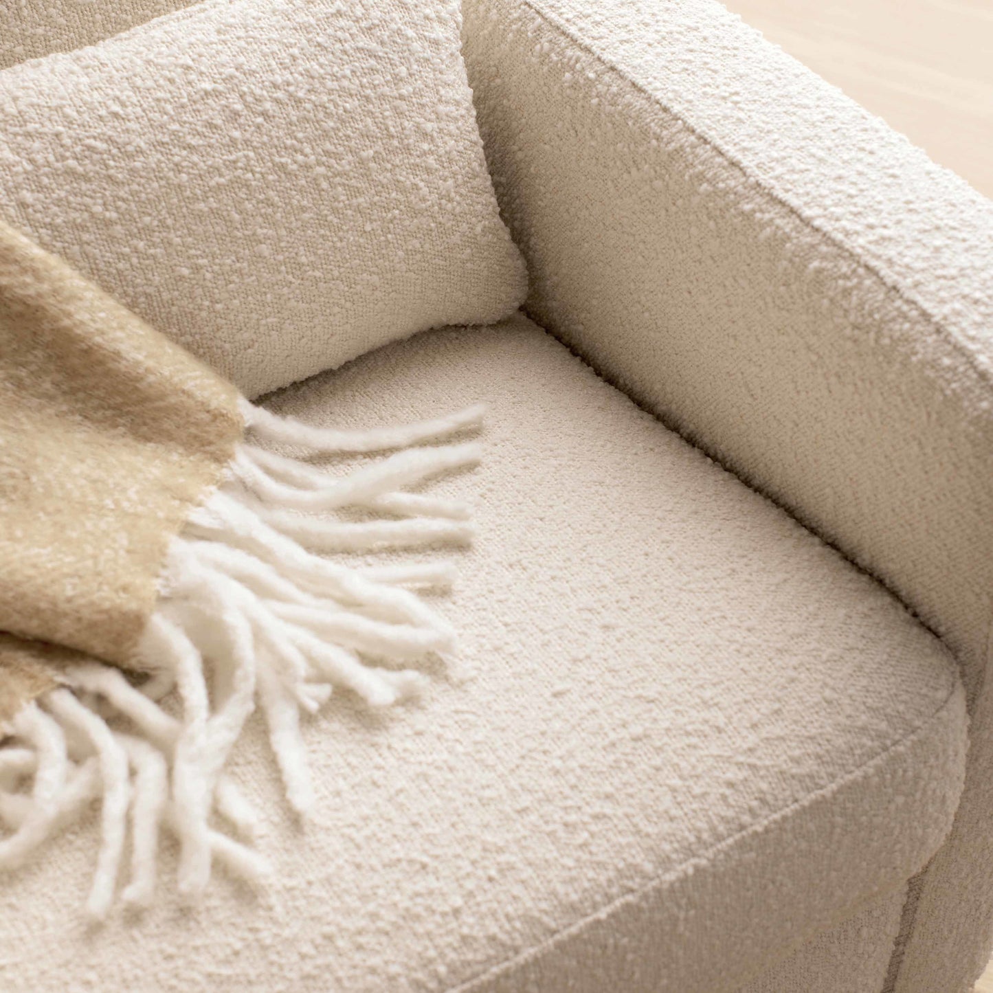 M23085WBLB,Sigi Glider Recliner w/ Electronic Control and USB in Ivory Boucle w/ Light Wood Base