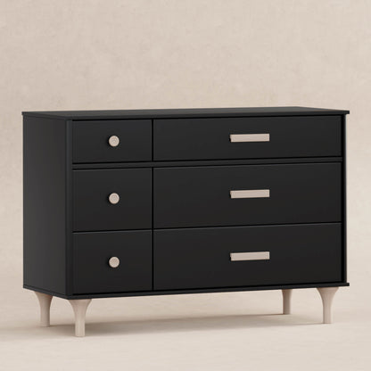 M9016BNX,Lolly 6-Drawer Double Dresser  Assembled in Black/Washed natural