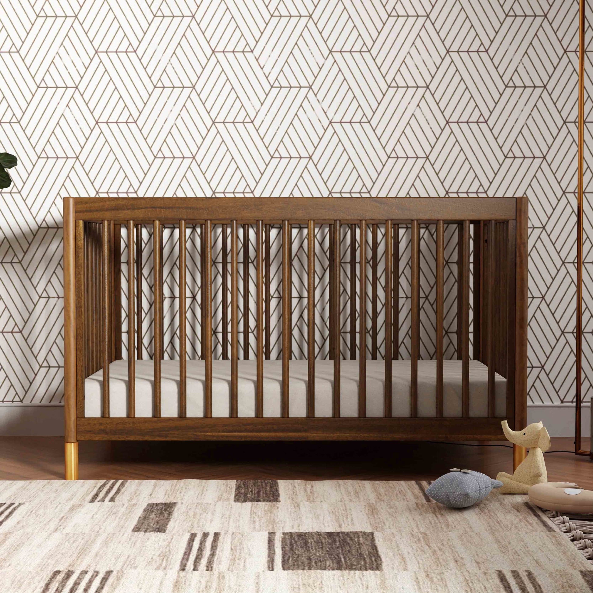 M12901NLGLD,Gelato 4-in-1 Convertible Crib w/Toddler Conversion Kit in Natural Walnut Gold Ft